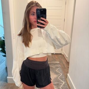 White Cropped Hoodie